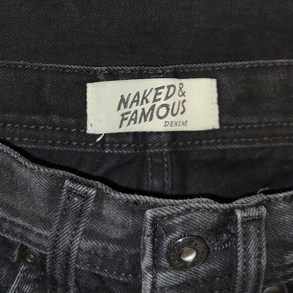 NAKED & FAMOUS DENIM Weird Guy Solid Black Selvedge Jeans, Size 27 x 25.5 - Picture 4 of 5